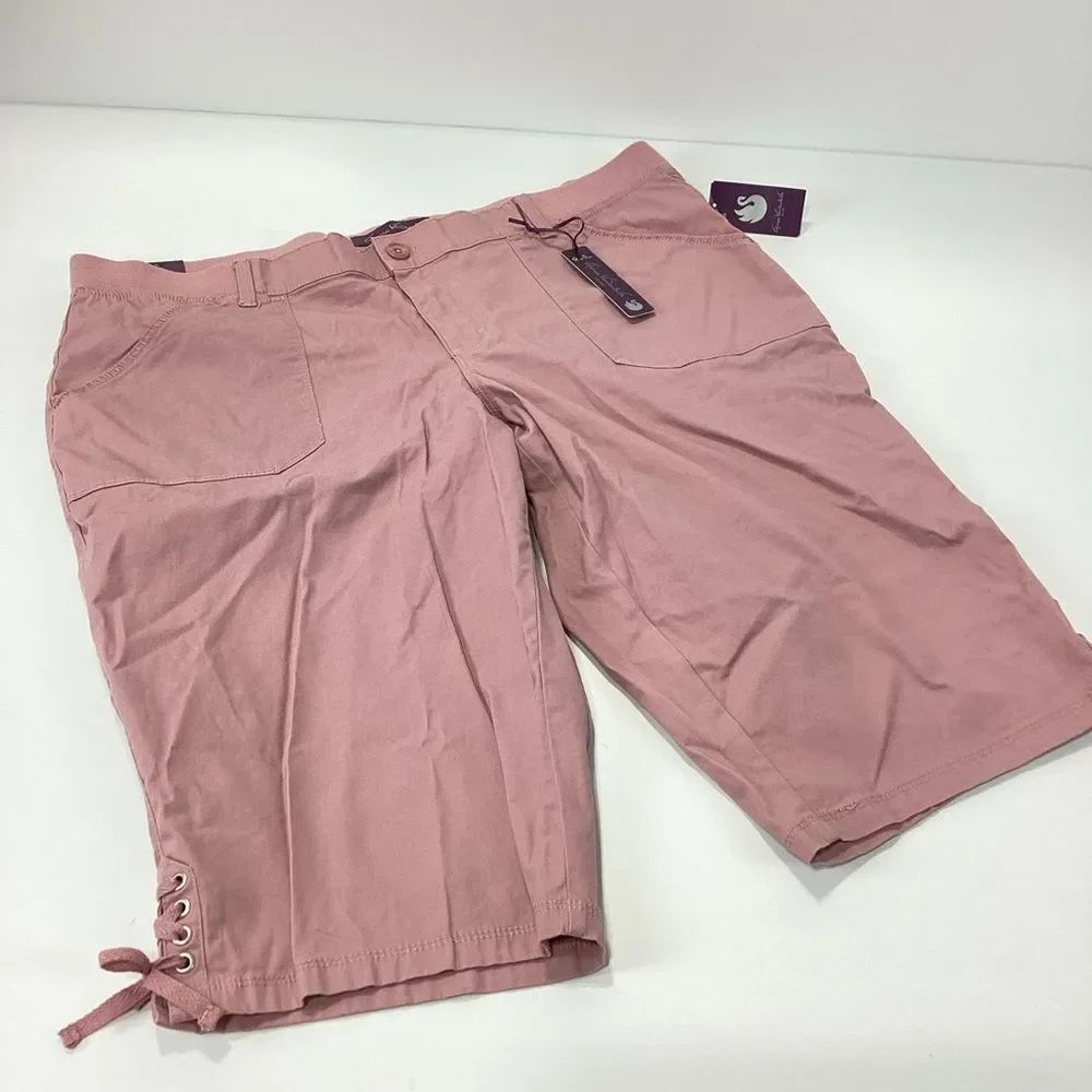 Gloria Vanderbilt Mauve Pink Capri Pants Lace Up Hem Size 18W NWT